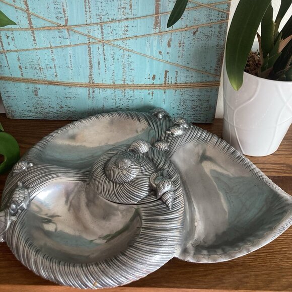 Vintage ARTHUR COURT Sea Life Turtle Divided Tray Platter Serveware, 1985 w LID - Picture 6 of 16